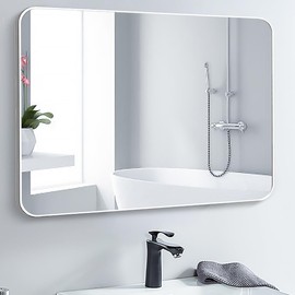 SCWF-GZ 24x36 Mirror Rectangle Full Length Wall Mounted Hanging or Against Wall Metal Frame Dressing Make-up Mirrors for Entryway Bedroom Bathroom Living Room 24 36 36x24 inch Silver