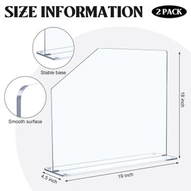 Vesici Clear Acrylic Sink Splash Guard Freestanding Panel Barrier with Easy Reach Cutaway Kitchen Guard Protective Splatter Barrier for Home Hospital (19" Length, 18" Height, 4.5" Base)