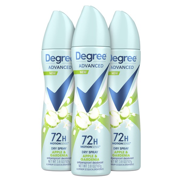 Degree Antiperspirant Spray Deodorant for Women Apple & Gardenia 72-Hour Protection, 3.8 Ounce (Pack of 3)