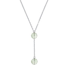 Genuine Green Amethyst Gemstone Micro Faceted Bead/Ball 925 Sterling Silver Y/Lariat Necklace/Chain (20 Inch Long)