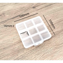 F2M - Set of 2 plastic boxes with 9 compartments - Storage box 100 x 100 x 16 mm transparent - Store food, mechanical parts, beads, sewing, kitchen, fishing tackle