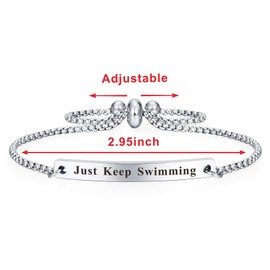 Jzxwan Just Keep Swimming Bracelet Inspiration Gifts for Women Girls Female Swimmer Jewelry