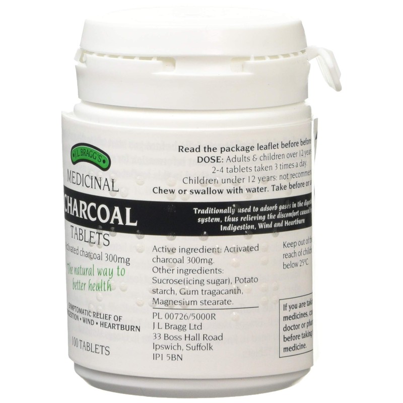 J.L Bragg's Charcoal Tablets 100, Pack of 2