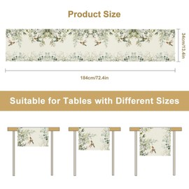 XBDDZSW Hummingbird Spring Floral Table Runner,Watercolor Flower Plant Butterfly Hummingbird Nature Theme Pattern Printed Linen Table Runner for Home Kitchen Dining Table Decoration,13x90 Inch
