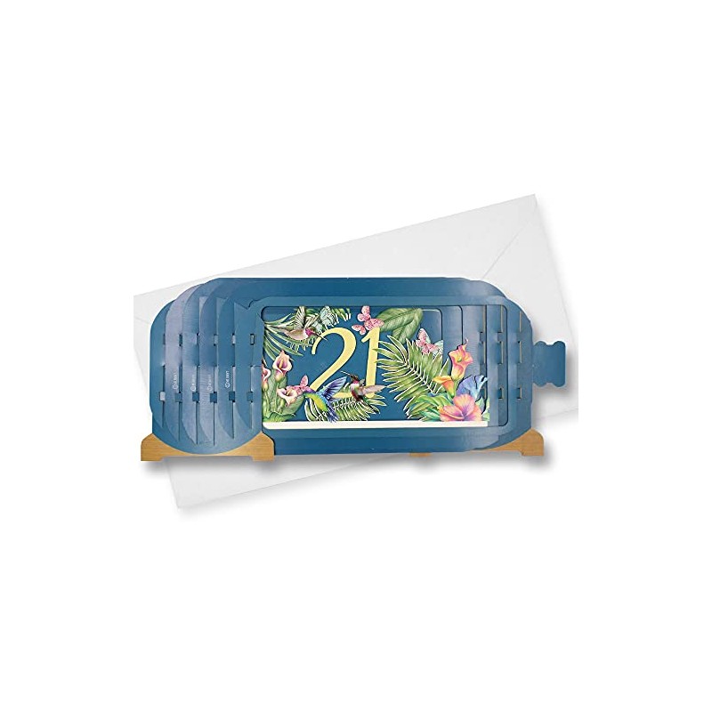 Message in A Bottle Flowers 21st Pop Up Birthday Greeting