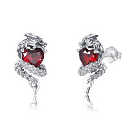 OHAYOO Dragon Stud Earrings 925 Sterling Silver Dragon Studs Earrings Vintage Dragon Jewelry Gift for Women Men