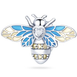 NUJIFFY - abalorio de plata de ley 925 para pulseras, collares, mariposa, abeja, pájaros, luciérnaga, insectos, primavera, verano, vitalidad, lindas joyas, regalos de cumpleaños para mujeres y