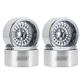 INJORA 2.2" Beadlock Wheel - Offset -10mm Aluminum Turbine Rim for SCX10 TRX4 VS4-10 Gen8 1/10 RC Crawler Car(Grey)