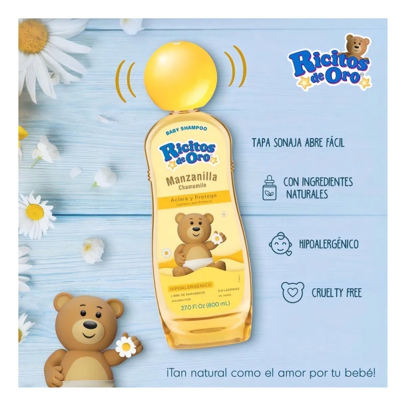 Shampoo Ricitos Oro Manzanilla Hipoalergenico 800