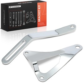 A-Premium Steel Chrome Alternator Bracket Kit Compatible with 1965-1973 Ford Small Block 260 289 302 347 351W Engines