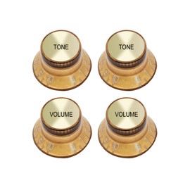 Metallor Electric Guitar Top Hat Knobs Speed Control Knobs 2 Volume 2 Tone Compatible with Les Paul LP Electric Guitar Parts Replacement (Gold)