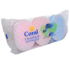 1 PACK OF 3 CORAL BATH MASSAGE SPONGES
