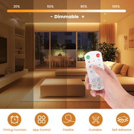 ACELUMO COB LED Strip 5m, Warm White LED Strip Light with Smart App Control and Remote, Timer Function, Dynamic Color, Music Mode for Room Decoration, 3000K