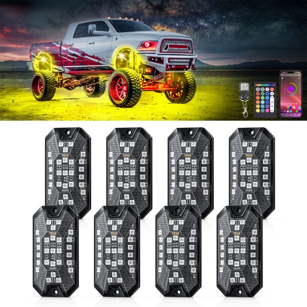 MICTUNING 8 Pods Five Side RGBW LED Rock Lights, Underglow