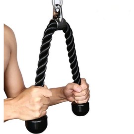 HCE Triceps Rope Cable Machine Accessory - 25-Inch Tricep Rope Pulldown Attachment - Triceps Curls Easy Grip, Non-Slip Fitness Crossover Rope - Commercial Heavy Duty Nylon Rope with Solid Rubber Ends