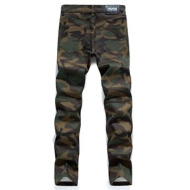 Men's Casual Military Cargo Pants Jeans Camo Trousers Ripped Holes Denim Biker (US, Waist Inseam, 34, 32, Camouflage)