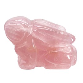 Ladeukoi Hand Carved Stone Sitting Rabbit Statue, Healing Crystal Bunny Animal Figurines Sculpture Pocket Stones Home Decoration Easter Day Gift 2 Inches, Rose Quartz