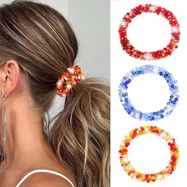 Banatra Rhinestone Hair Ties Sparkly Hair Scrunchies Fancy Ponytail Holders Hair Accessories for Women and Girls (C)