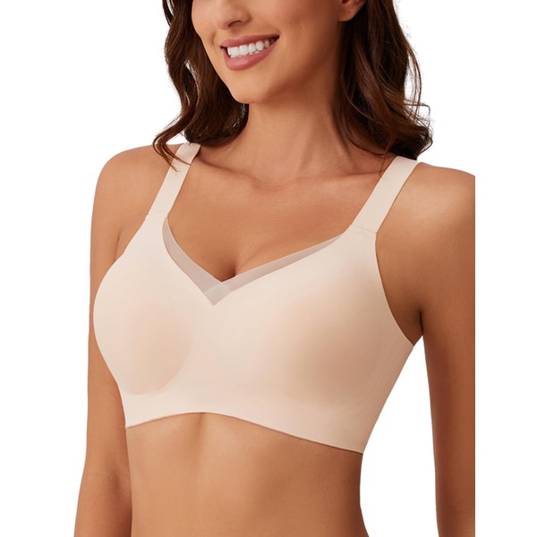 MOEOZLLO Mesh V Neck Bra Women's Without Underwire Soft Cups