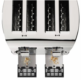 KRUPS: Breakfast Set Stainless Steel Toaster 4 Slice 1500 Watts 6 Brown Settings, Defrost, Reheat, High Lift Lever Silver, Matte and Chrome