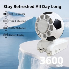 Aprilmin Portable Handheld Turbo Fan with Ice Cooling,rechargeable soccer fan,Powerful 5 Speeds LED 180°Foldable, Up to 10Hrs, outdoor activities,commuting and office use (Withe)