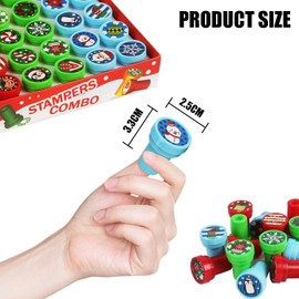FINGOOO Christmas Stamps Favors 30 Pieces Gift Teacher Reward with Ink Gift Party 6+ Cute (Christmas A)