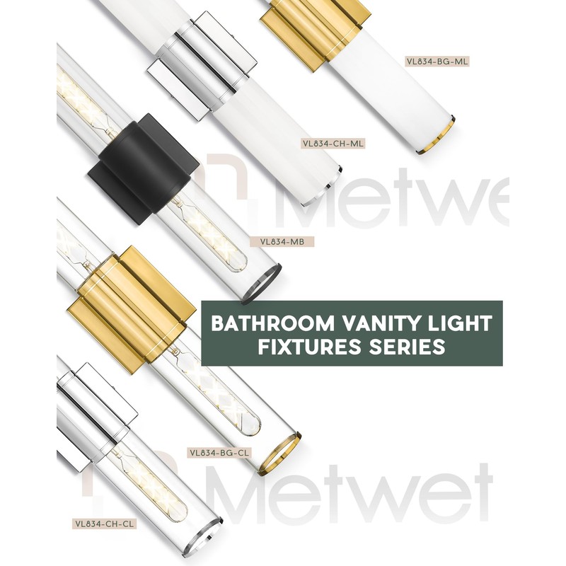 METWET Bathroom Light Fixtures, 2-Light Vanity Lights for Mirror with
