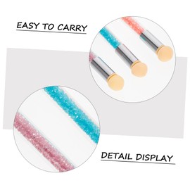 SAFIGLE 3pcs Rhinestone Handle Nail Art Sponge Brush Dual Gradient Nail Painting Tools Pointed Sponges for Manicure and Artistic Effects