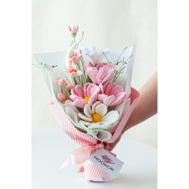 HOOKOK Crochet Pink Garden Flower Bouquet | Artificial Flower Gift, Crochet Gift, Everlasting Flower, Gift for her, Valentines Day Mother's Day Birthday Wedding Home Decor Bouquet