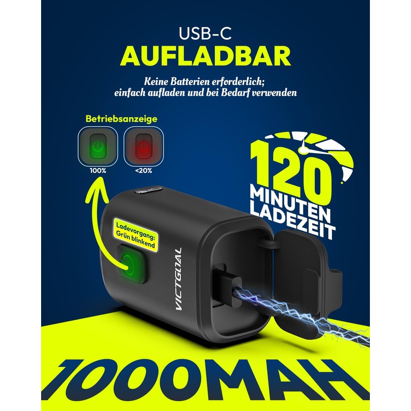 VICTGOAL Lampada anteriore per bicicletta omologata StVZO, 50 Lux LED