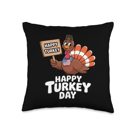 Thanksgiving Turkey Happy Turkey Day Thanksgiving Turkey Throw Pillow