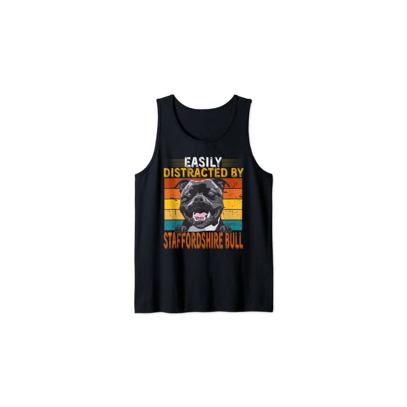 Easily Distracted By Staffordshire Bull Terrier Dog Tank Top