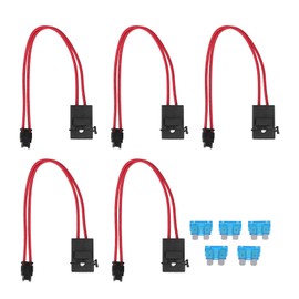 Car Fuse Holder Connector, 5Pcs Car Fuse Holder Connector Mini Heavy Duty Wire Extension for Vehicle ATM 20A 16AWG with 5 Fuses (Flat Angle 10.9MM-ACD)