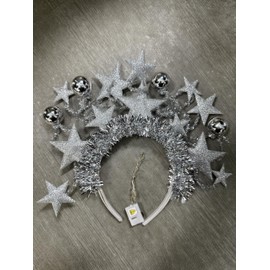 JAKAWIN Light Up Star Crown Headband Glowing Headpiece Led Rave Costume Hair Accessories for Women (Silver)