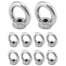 QWORK® 10 Pieces M8 Lifting Ring Nuts, 304 Stainless Steel, Ring Female Threaded Nuts, for Lifting Accessories Lifting Ring Bolts