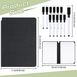 Motiskyy 24 PCS Portable Small Dry Erase Notebook 9.5 x 6.7 Inch Whiteboard Notebook with Markers Reusable Small White Board Double Sided Dry Erase Notepad for Students Desk Study(Black)