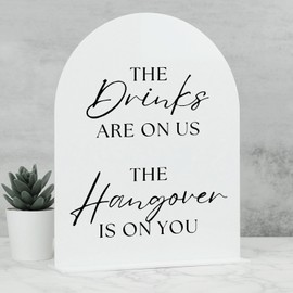 Acrylic Wedding Sign with Stand- 8"x10" Arch Acrylic Wedding Sign and Base,1/8" Thick | Modern Acrylic Table Sign for Wedding & Party (White, 8x10 Inch)