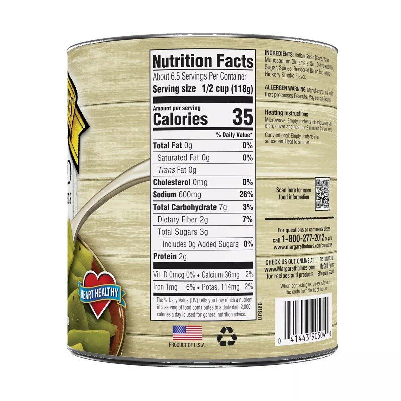 Margaret Holmes Seasoned Italian Green Beans, 27 oz Can pack