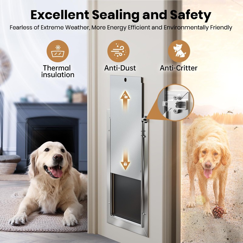 Aluminum Cat Door Interior Door, Pets Up to 22 lb