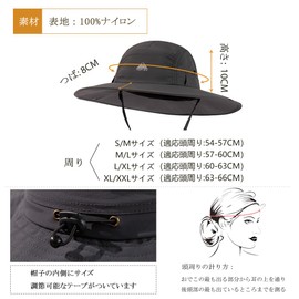 TOP-EX Large Size Women's Safari Hat, Adventure Hat, Foldable, Sunshade, Hat, Stylish, Fishing Hat, Mesh, Military Hat, 96560_Black, XL-2XL