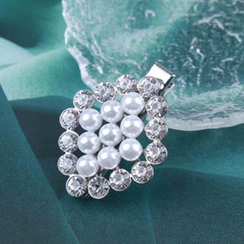 Cimenexe Vintage Crystal Pearl Hair Clip Pearl Rhinestone Hair Barrette Paved Cz Hair Pins Clips Silver Crystal Barrette Headclip Pearl Headwear Decorative Wedding Hair Accessories Jewelry for Women