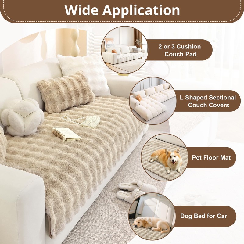 OstepDecor Faux Fur Couch Covers for Sofa, Soft Plush Sofa