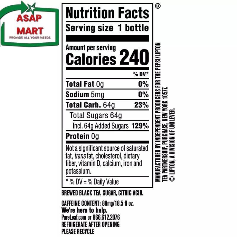 Pure Leaf Iced Tea, Extra Sweet, Real Brewed Tea, 18.5