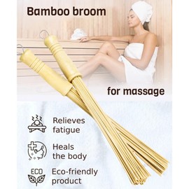 Massage Bamboo Broom for Sauna and Banya - Relaxing Massage Cellulite Massager - Asian Massage Tools for SPA