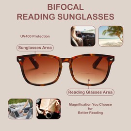 RLOZRN Bifocal Reading Sunglasses for Women Men - Classic Retro Outdoor Sun Readers with Metal Hinge - Anti Glare UV400 Protection - 4 Pairs, +1.0