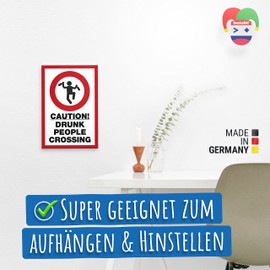 DankeDir! Drunk people Crossing - Schild 30 x 20 cm - Geschenkidee Geburtstagsdeko lustiger Spruch Geburtstagsgeschenk Partydeko - JGA Zubehör Alkohol Geschenk Bar Disco Party Saufen