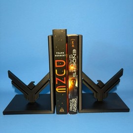 Dune Bookend with Atreides/Harkonnen Sigils and Sandworm - High-Quality 3D Print - Design: Atreides and Harkonnen