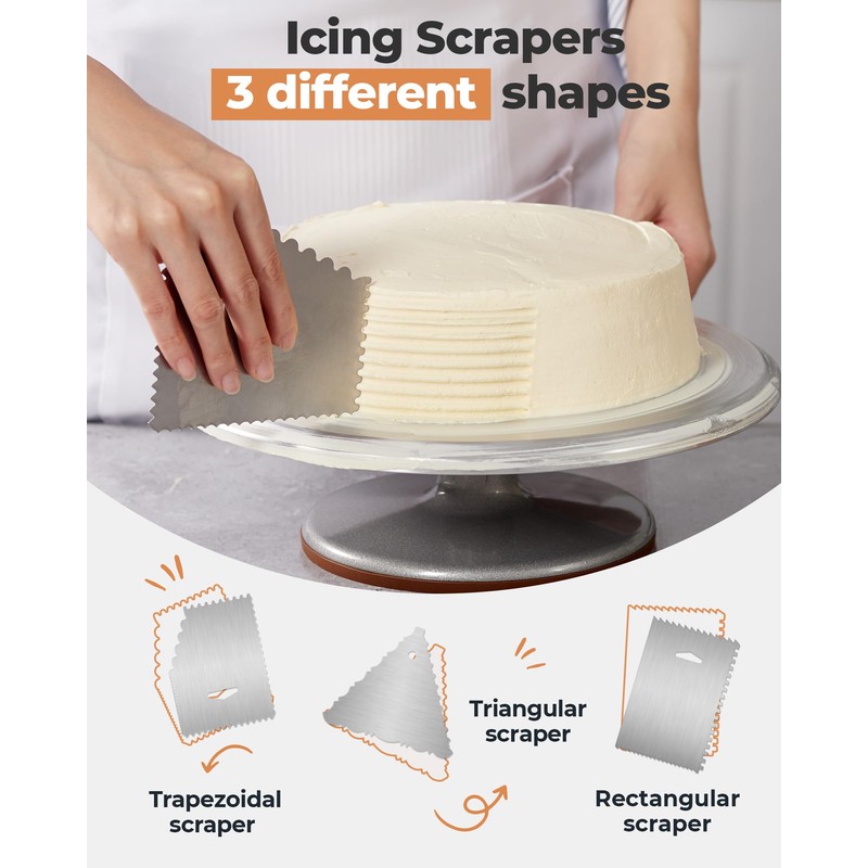 Kootek Aluminium Cake Turntable Set, Baking Tools with Revolving 12"