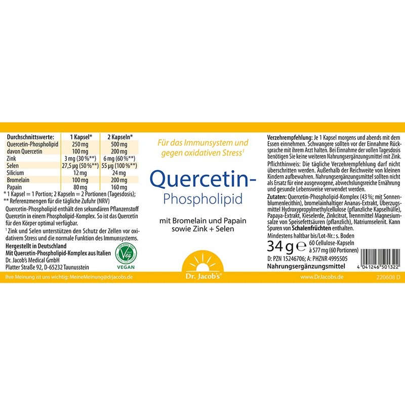 Quercetine Phospholipide Dr. Jacob's Capsules Pack of 60