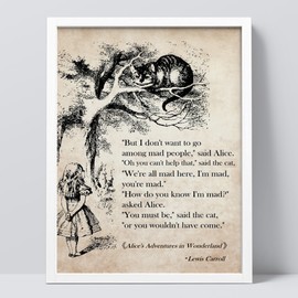 SIGNWIN Framed Alice in Wonderland, Cheshire Cat Wall Art, Beauty, Quote Wall Decor Prints, Motivational Inspirational Art Quote Wall Décor for Living Room, Bedroom - 11"x14" White